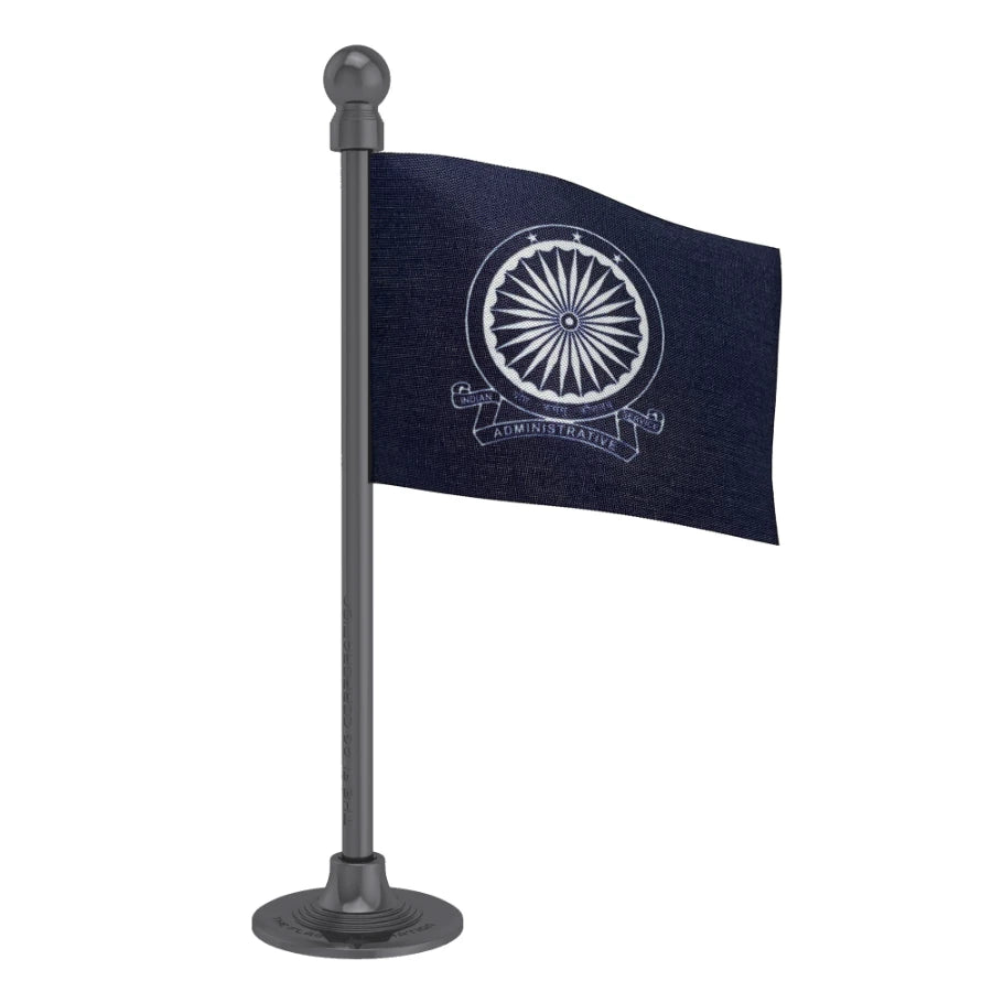 IAS Indian Administrative Service Car Dashboard Flag of 2in x 3in With A Steel or Plastic Base