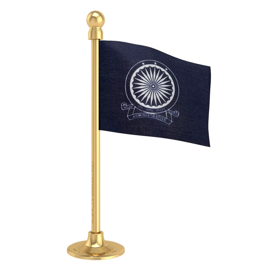 IAS Indian Administrative Service Car Dashboard Flag of 2in x 3in With A Steel or Plastic Base