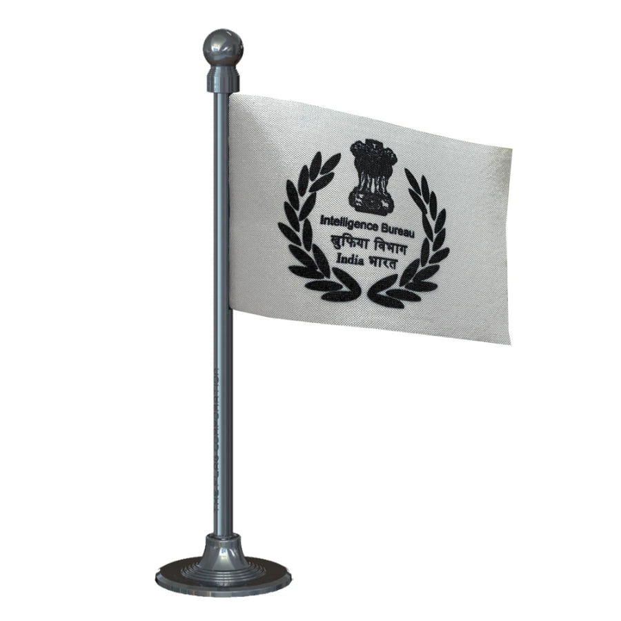 IB Intelligence Bureau Car Dashboard Flag of 2in x 3in With A Steel or Plastic Base