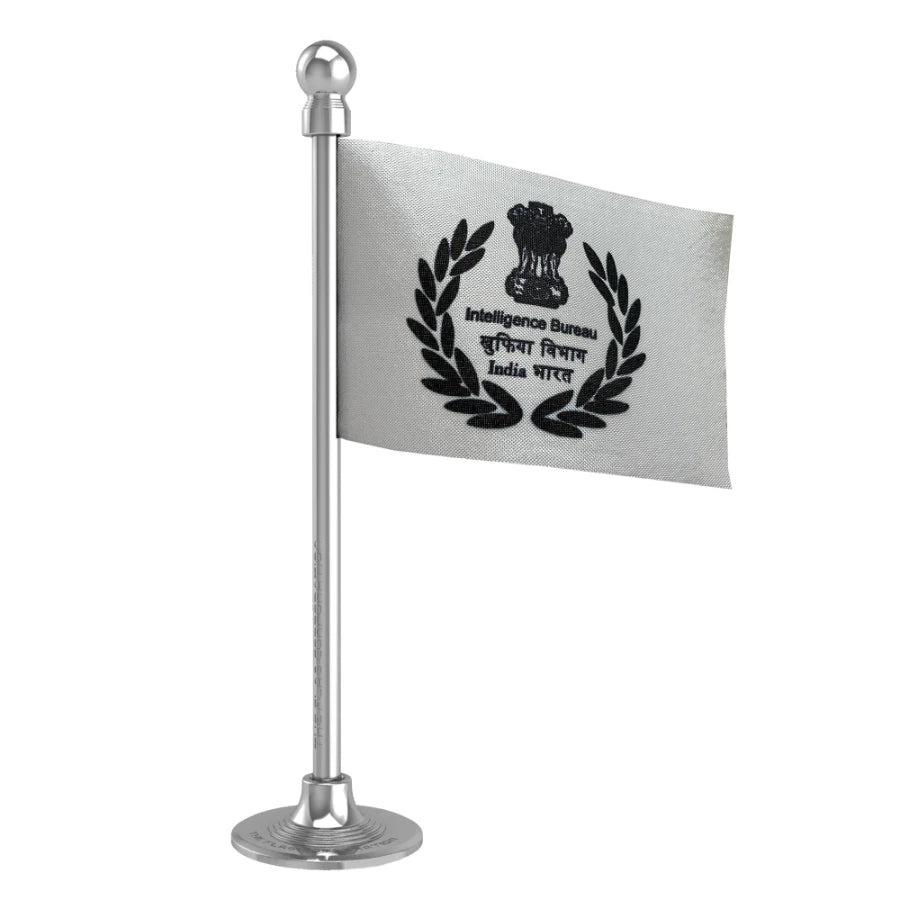 IB Intelligence Bureau Car Dashboard Flag of 2in x 3in With A Steel or Plastic Base