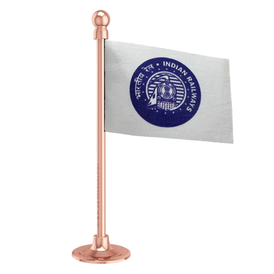 Indian Railways Blue Car Dashboard Flag of 2in x 3in With A Steel or Plastic Base
