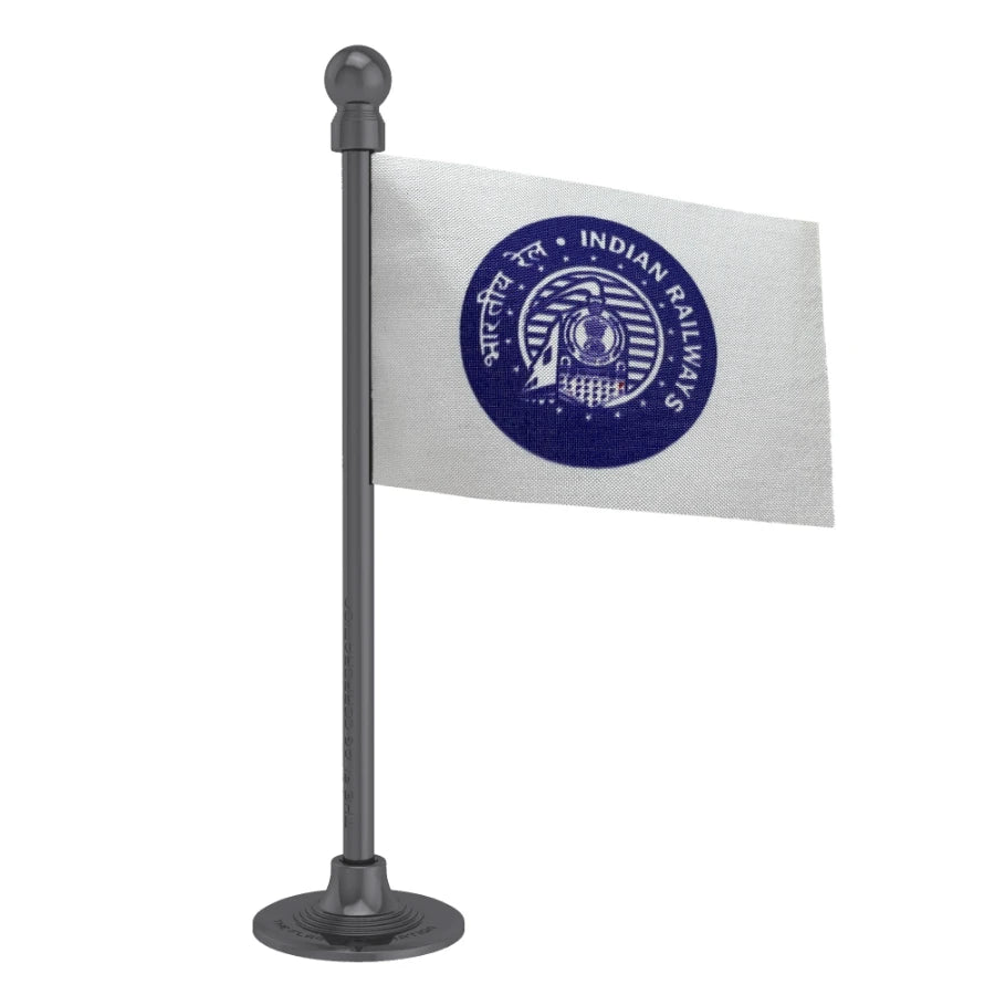 Indian Railways Blue Car Dashboard Flag of 2in x 3in With A Steel or Plastic Base