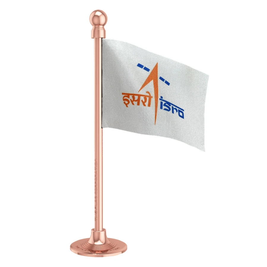 ISRO Indian Space Research Organisation Car Dashboard Flag of 2in x 3in With A Steel or Plastic Base