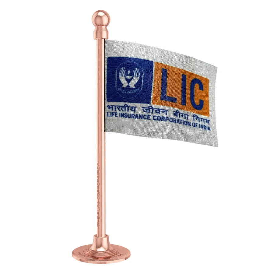 LIC Car Dashboard Flag of 2in x 3in With A Steel or Plastic Base