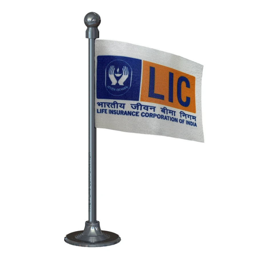 LIC Car Dashboard Flag of 2in x 3in With A Steel or Plastic Base