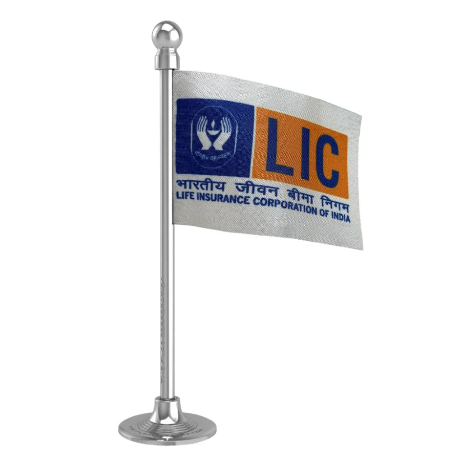LIC Car Dashboard Flag of 2in x 3in With A Steel or Plastic Base