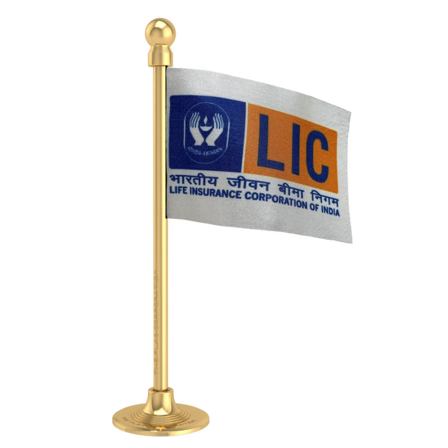 LIC Car Dashboard Flag of 2in x 3in With A Steel or Plastic Base