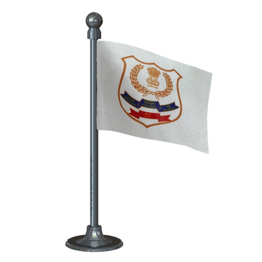 NCB Narcotics Control Bureau Car Dashboard Flag of 2in x 3in With A Steel or Plastic Base