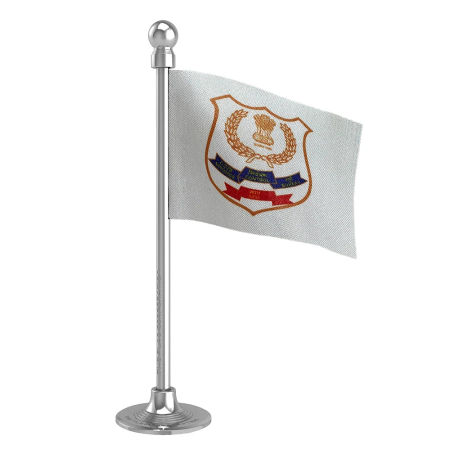 NCB Narcotics Control Bureau Car Dashboard Flag of 2in x 3in With A Steel or Plastic Base