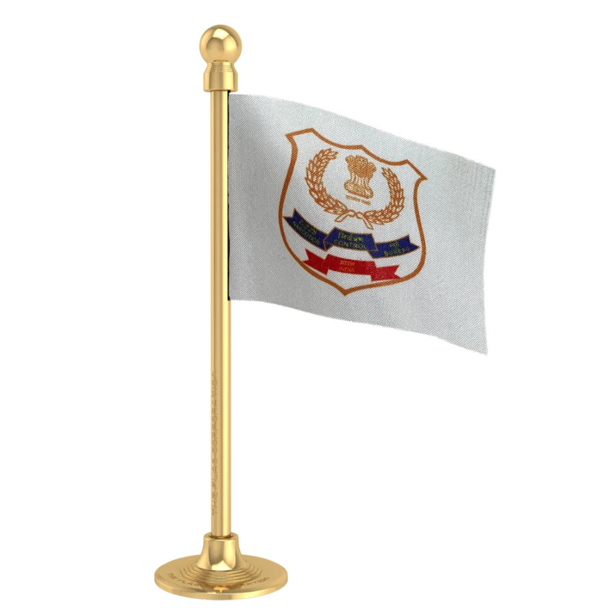 NCB Narcotics Control Bureau Car Dashboard Flag of 2in x 3in With A Steel or Plastic Base