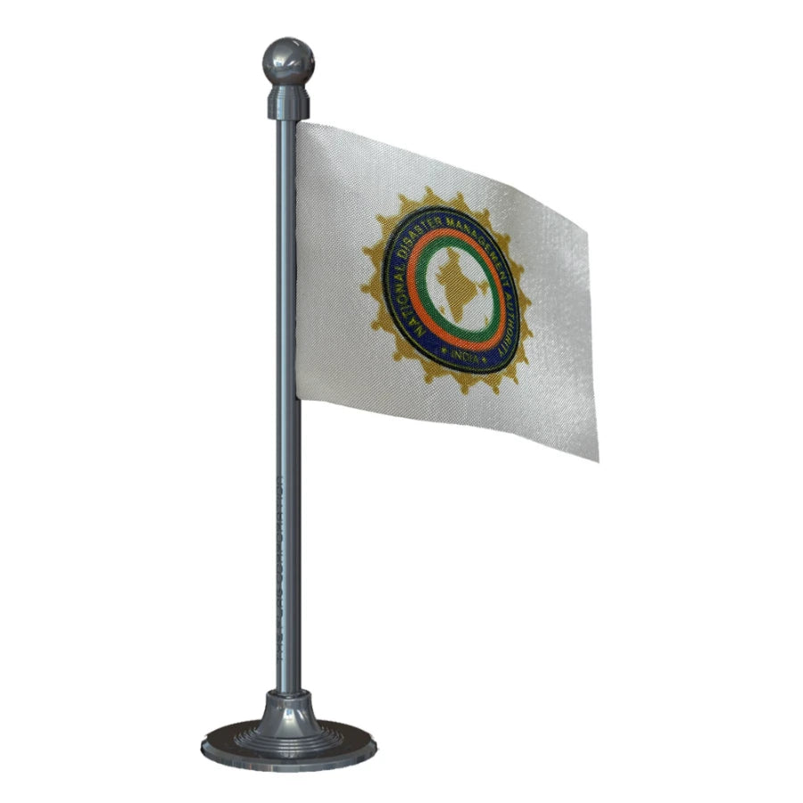 NDMA National Disaster Management Authority Car Dashboard Flag of 2in x 3in With A Steel or Plastic Base