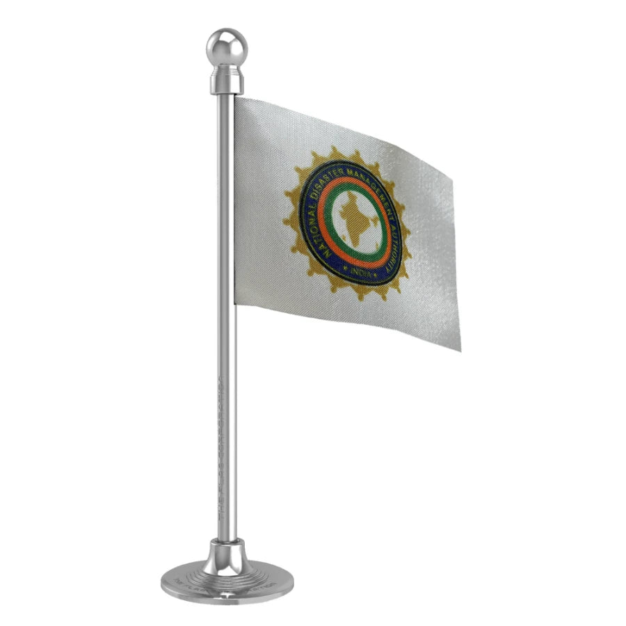 NDMA National Disaster Management Authority Car Dashboard Flag of 2in x 3in With A Steel or Plastic Base