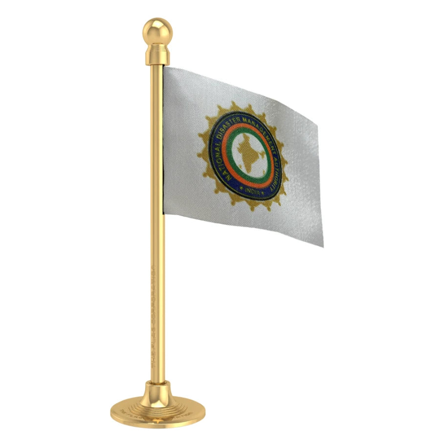 NDMA National Disaster Management Authority Car Dashboard Flag of 2in x 3in With A Steel or Plastic Base