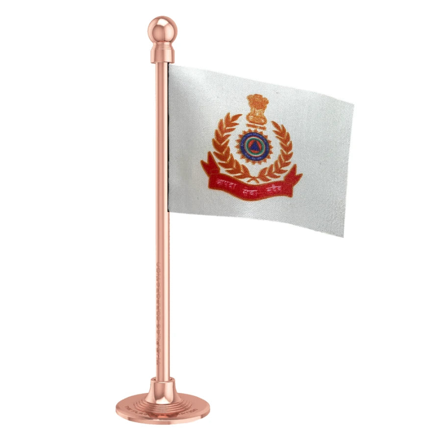 NDRF National Disaster Response Force Car Dashboard Flag of 2in x 3in With A Steel or Plastic Base