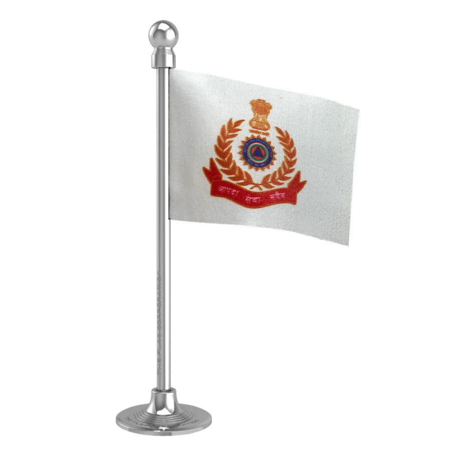 NDRF National Disaster Response Force Car Dashboard Flag of 2in x 3in With A Steel or Plastic Base