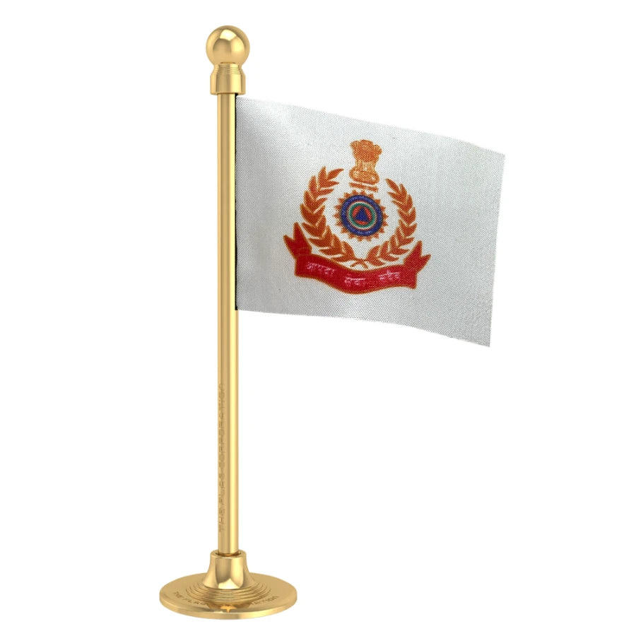 NDRF National Disaster Response Force Car Dashboard Flag of 2in x 3in With A Steel or Plastic Base