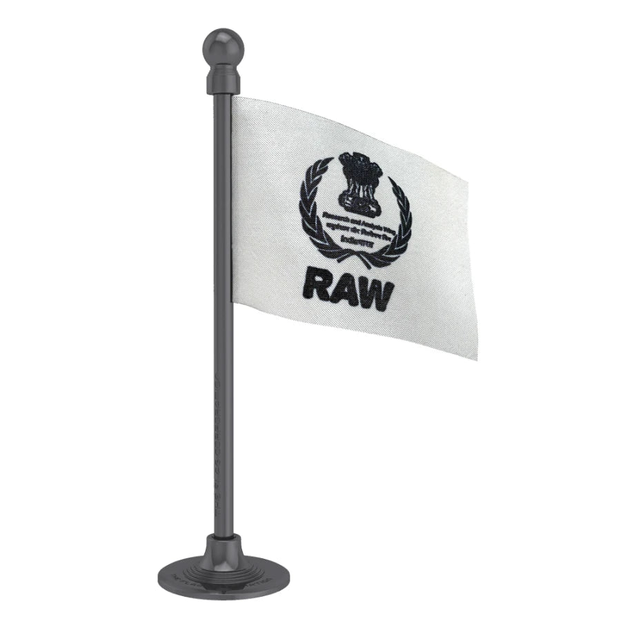 RAW Research & Analysis Wing Car Dashboard Flag of 2in x 3in With A Steel or Plastic Base