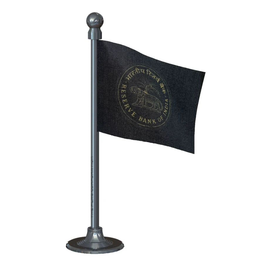 RBI Reserve Bank of India Car Dashboard Flag of 2in x 3in With A Steel or Plastic Base