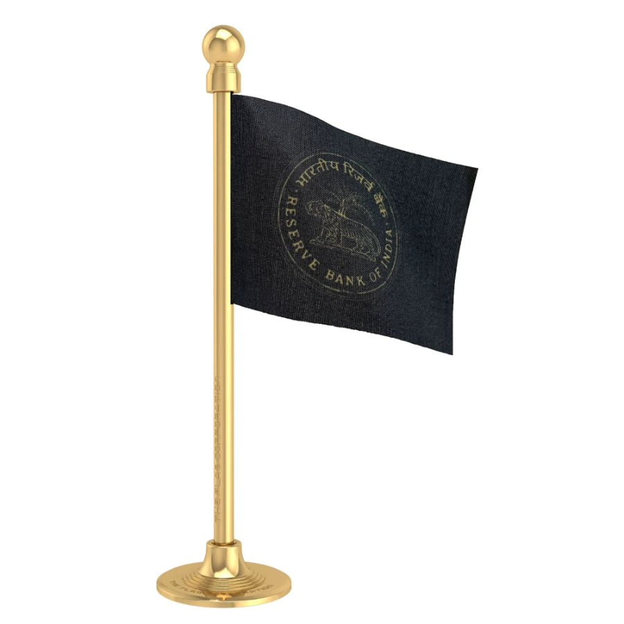 RBI Reserve Bank of India Car Dashboard Flag of 2in x 3in With A Steel or Plastic Base