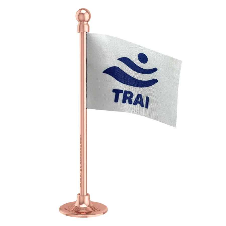 TRAI Telecom Regulatory Authority of India Car Dashboard Flag of 2in x 3in With A Steel or Plastic Base