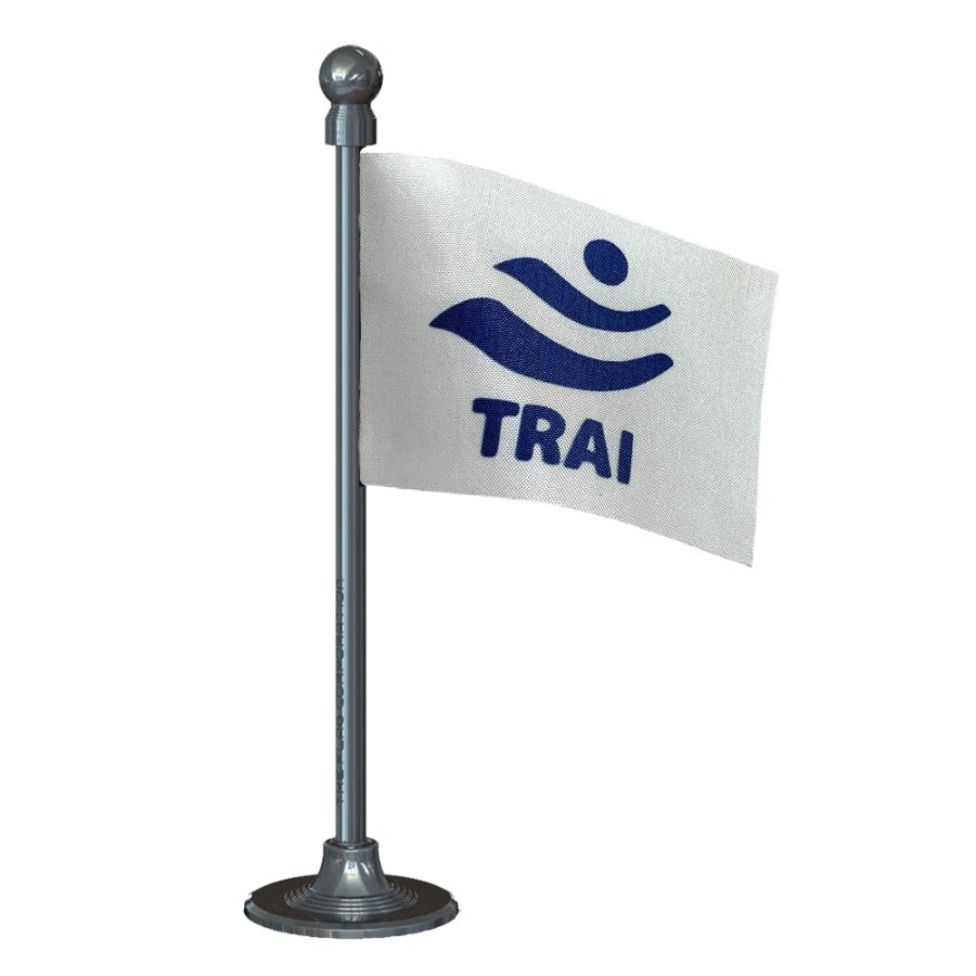 TRAI Telecom Regulatory Authority of India Car Dashboard Flag of 2in x 3in With A Steel or Plastic Base