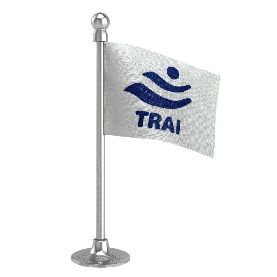 TRAI Telecom Regulatory Authority of India Car Dashboard Flag of 2in x 3in With A Steel or Plastic Base
