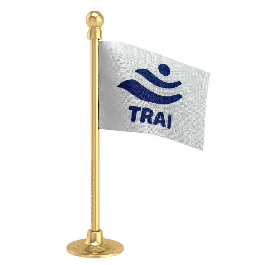 TRAI Telecom Regulatory Authority of India Car Dashboard Flag of 2in x 3in With A Steel or Plastic Base