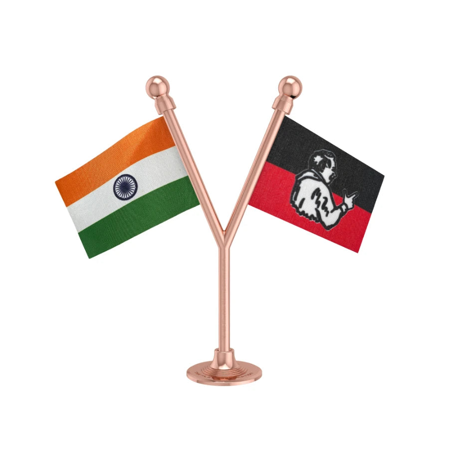 India & AIADMK All India Anna Dravida Munnetra Kazhagam Dual Car Dashboard Flag of 2in x 3in With A Plastic Base