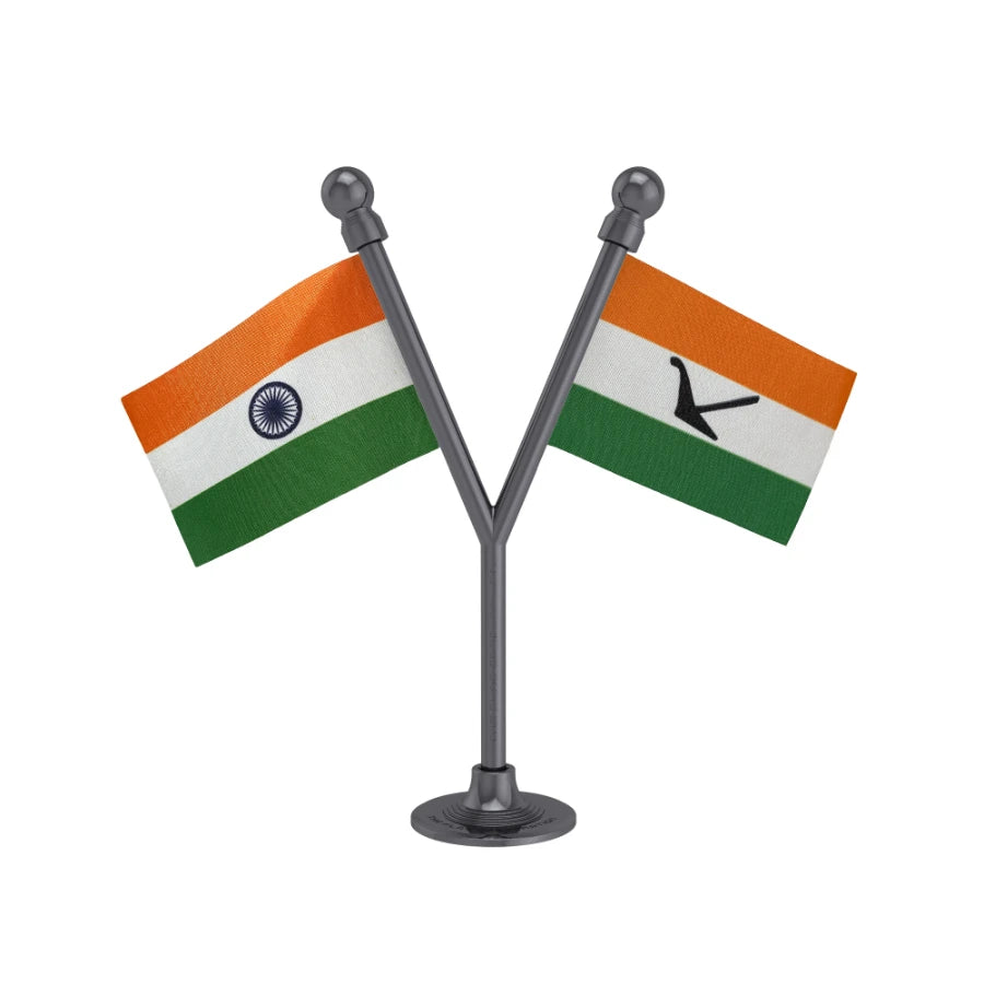 India & BPF Bodoland People's Front Dual Car Dashboard Flag of 2in x 3in With A Plastic Base