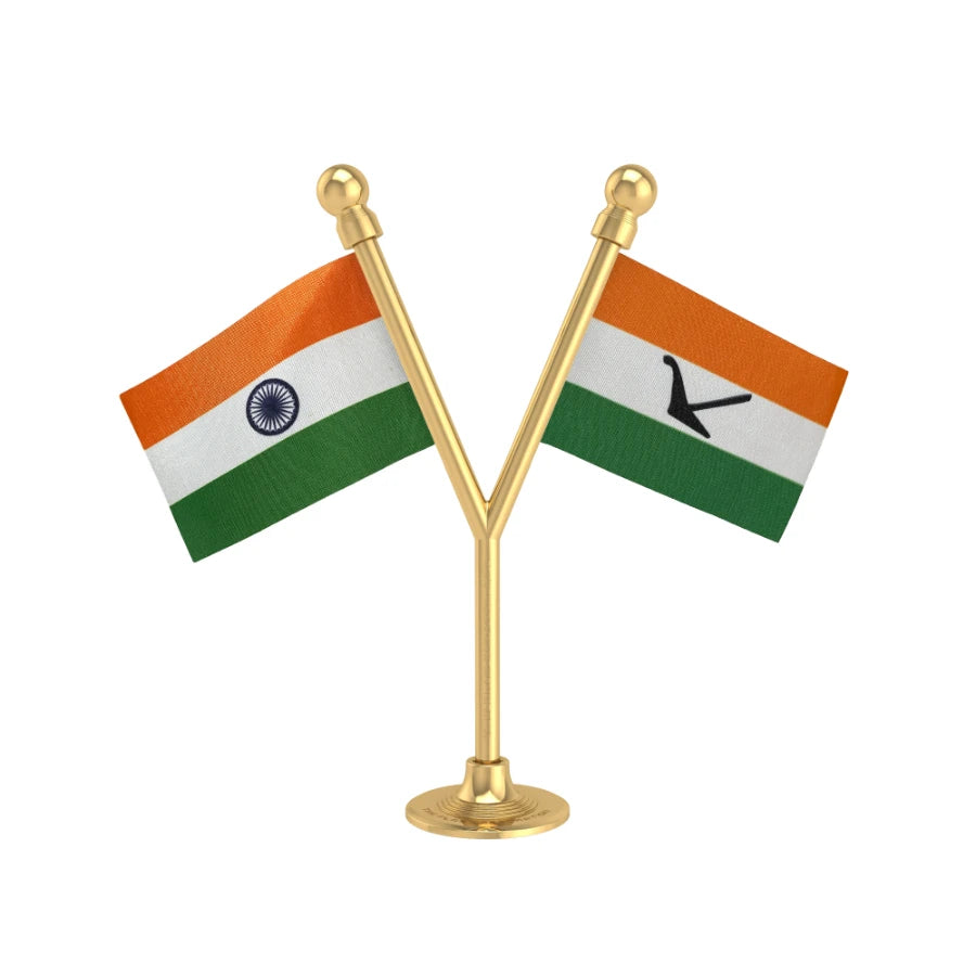 India & BPF Bodoland People's Front Dual Car Dashboard Flag of 2in x 3in With A Plastic Base
