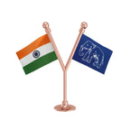 India & BSP Bahujan Samaj Party Dual Car Dashboard Flag of 2in x 3in With A Plastic Base