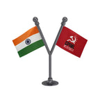 India & CPIML Communist Party of India Marxist–Leninist Liberation Dual Car Dashboard Flag of 2in x 3in With A Plastic Base