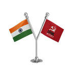 India & CPIML Communist Party of India Marxist–Leninist Liberation Dual Car Dashboard Flag of 2in x 3in With A Plastic Base