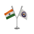 India & GFP Goa Forward Party Dual Car Dashboard Flag of 2in x 3in With A Plastic Base