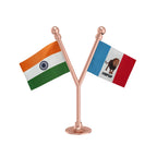India & HSPDP Hill State People's Democratic Party Dual Car Dashboard Flag of 2in x 3in With A Plastic Base