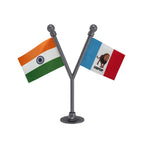 India & HSPDP Hill State People's Democratic Party Dual Car Dashboard Flag of 2in x 3in With A Plastic Base