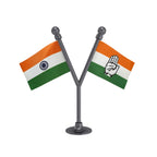 India & INC Indian National Congress Dual Car Dashboard Flag of 2in x 3in With A Plastic Base