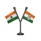 India & INC Indian National Congress Dual Car Dashboard Flag of 2in x 3in With A Plastic Base