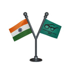 India & INLD Indian National Lok Dal Dual Car Dashboard Flag of 2in x 3in With A Plastic Base