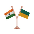 India & IPFT Indigenous People's Front of Tripura Dual Car Dashboard Flag of 2in x 3in With A Plastic Base