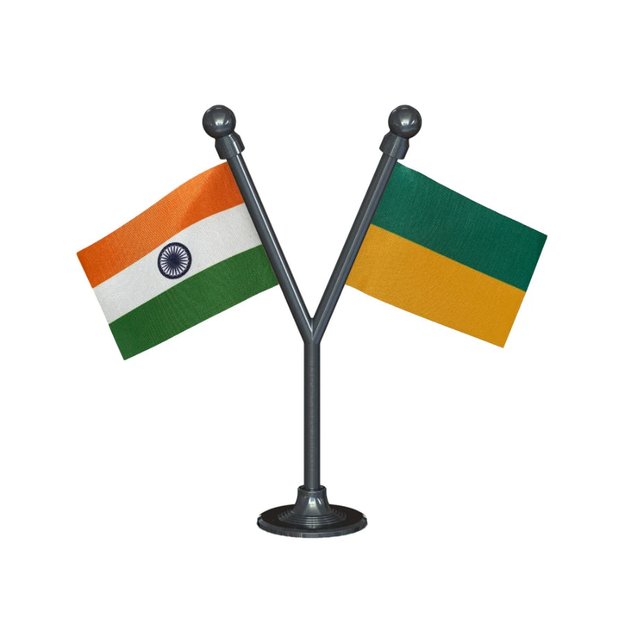 India & IPFT Indigenous People's Front of Tripura Dual Car Dashboard Flag of 2in x 3in With A Plastic Base