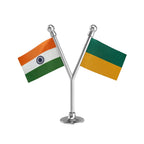 India & IPFT Indigenous People's Front of Tripura Dual Car Dashboard Flag of 2in x 3in With A Plastic Base