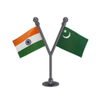 India & IUML Indian Union Muslim League Dual Car Dashboard Flag of 2in x 3in With A Plastic Base