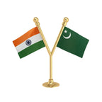 India & IUML Indian Union Muslim League Dual Car Dashboard Flag of 2in x 3in With A Plastic Base