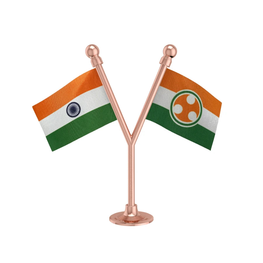 India & IYC Indian Youth Congress Dual Car Dashboard Flag of 2in x 3in With A Plastic Base