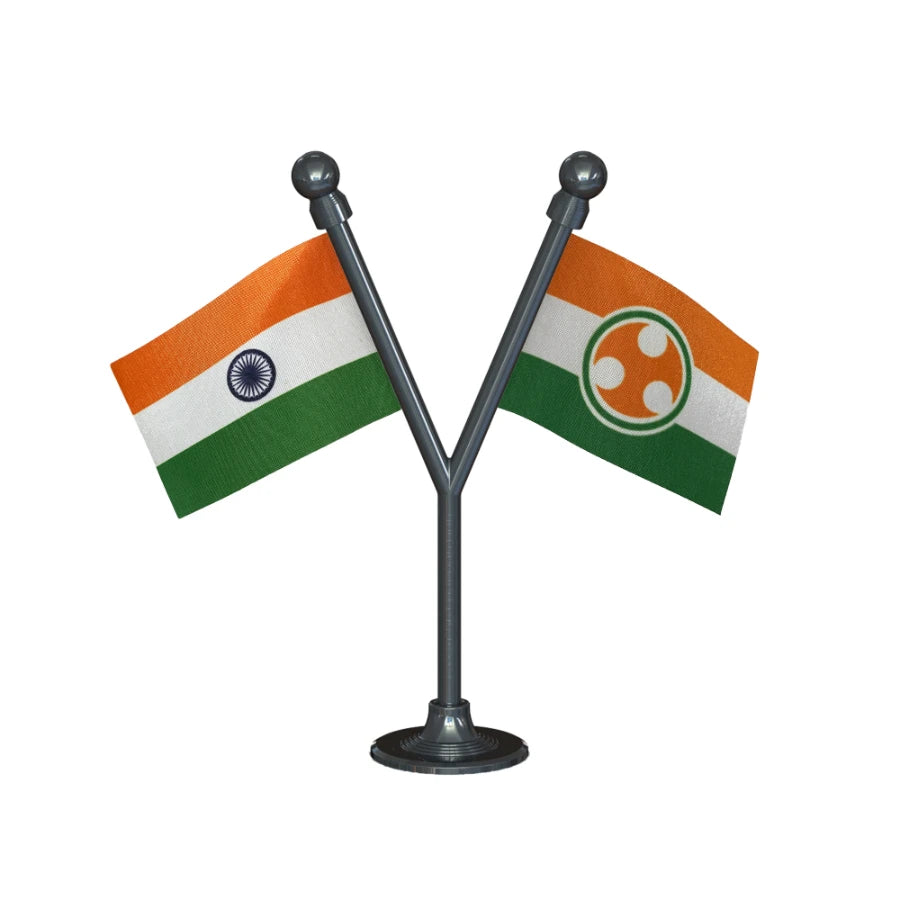 India & IYC Indian Youth Congress Dual Car Dashboard Flag of 2in x 3in With A Plastic Base