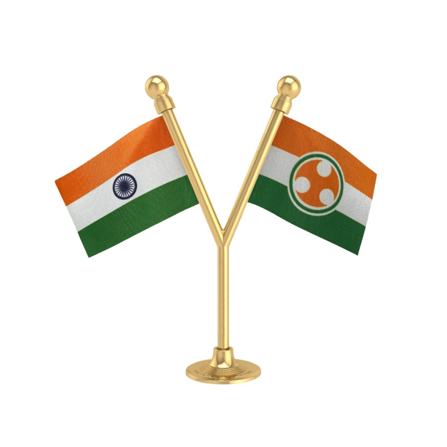 India & IYC Indian Youth Congress Dual Car Dashboard Flag of 2in x 3in With A Plastic Base