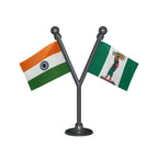 India & JDS Janata Dal Secular Dual Car Dashboard Flag of 2in x 3in With A Plastic Base