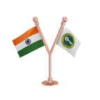 India & JJP Jannayak Janta Party Dual Car Dashboard Flag of 2in x 3in With A Plastic Base