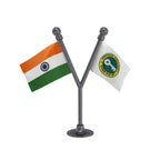 India & JJP Jannayak Janta Party Dual Car Dashboard Flag of 2in x 3in With A Plastic Base